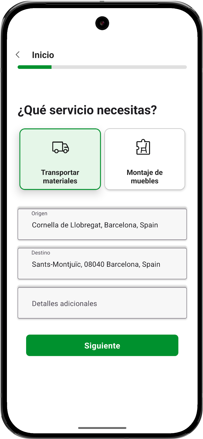 Main screen of casafix.io app - Request furniture services