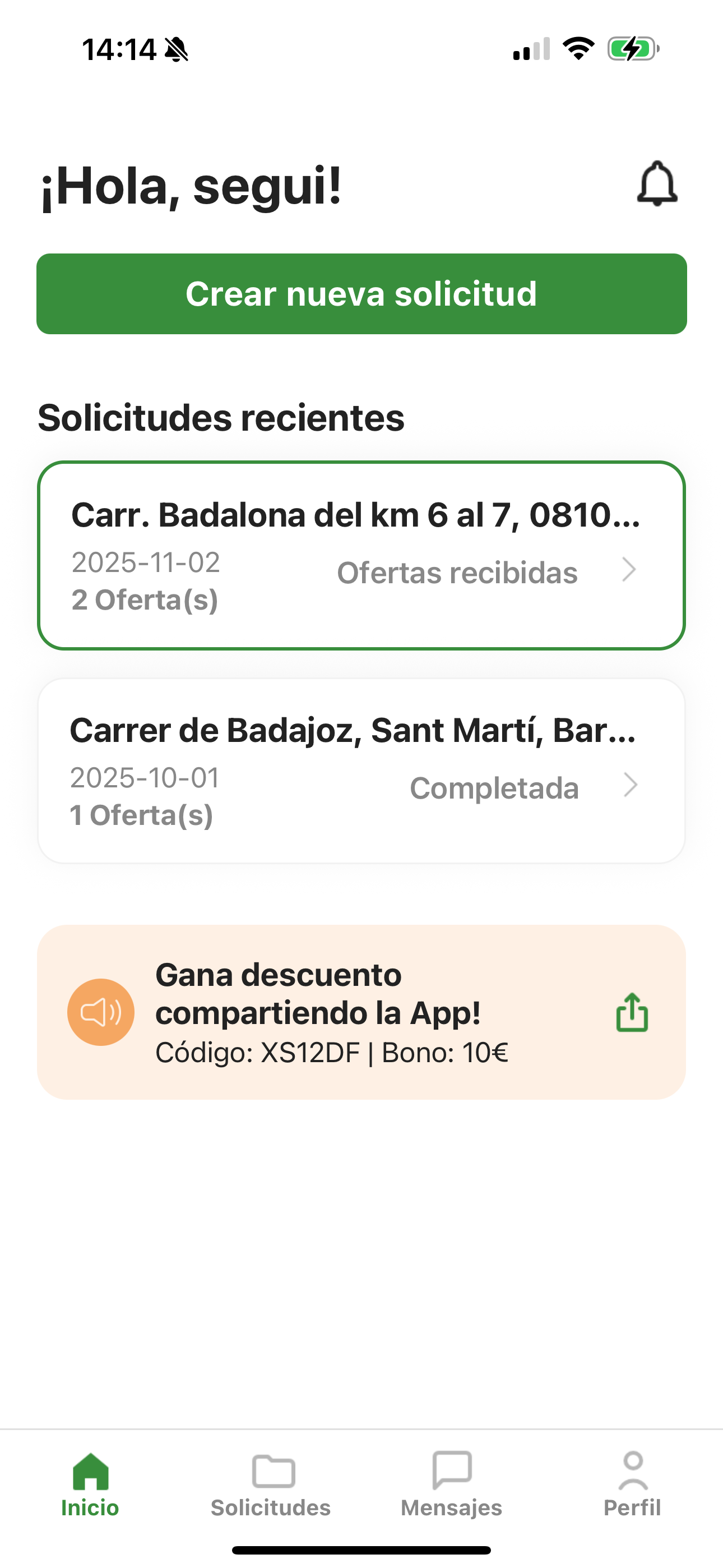 Screenshot of casafix.io app - Request furniture quotes Barcelona